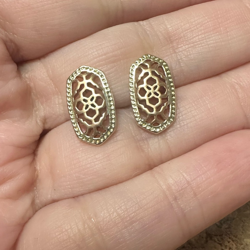 KENDRA SCOTT ELLIE BRYANT STUD FILIGREE EARRINGS- ROSE GOLD MIX - Picture 2 of 6